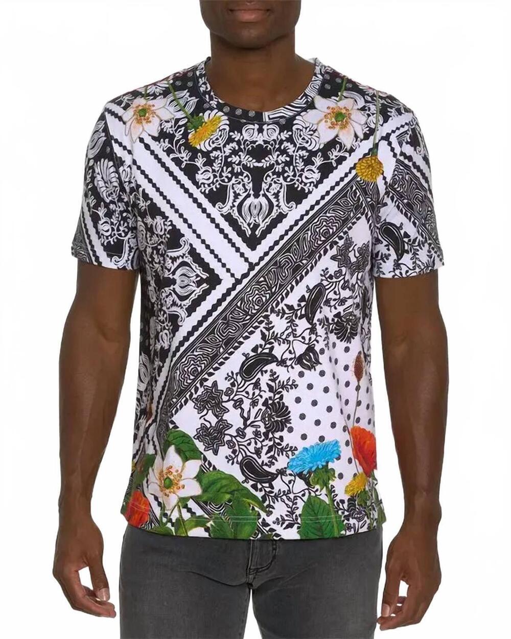 NEW ROBERT GRAHAM dancefloor view graphic t-shirt in multi